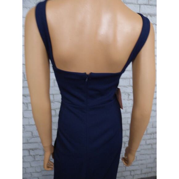 $220 BHLDN Ashlynn Square Neck Side Slit Crepe Gown in Navy 24W NEW B996 - Picture 14 of 16